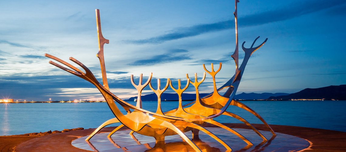 Sculpture of a boat in Iceland